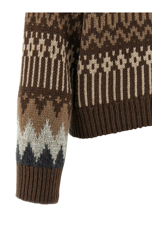 Sequin and cashmere sweater Brown