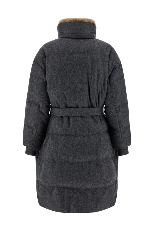 Shearling neck down jacket Gray