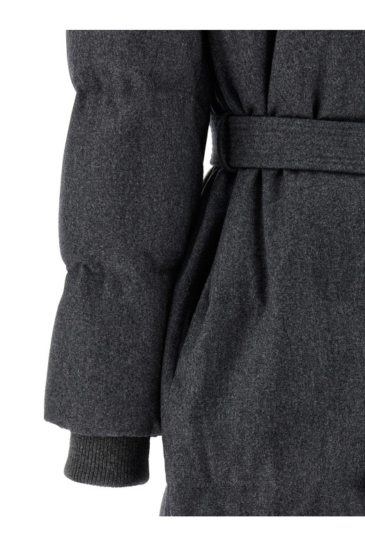 Shearling neck down jacket Gray