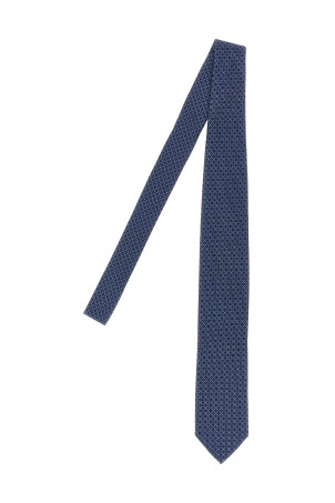 Patterned silk tie Blue