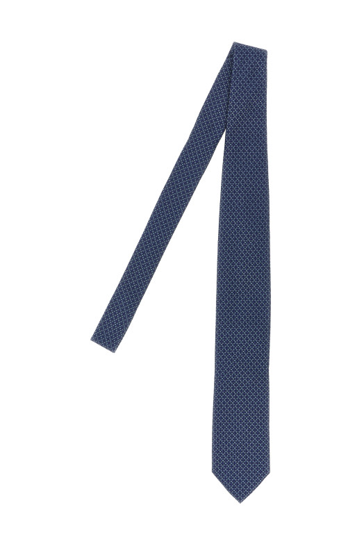 Patterned silk tie Blue
