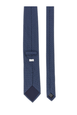 Patterned silk tie Blue