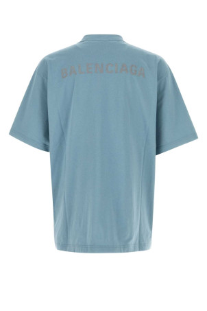 Светло-голубая хлопковая футболка BALENCIAGA (764235TSVG7) Светло-голубая хлопковая футболка BALENCIAGA (764235TSVG7)