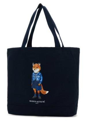 Темно-синя полотняна сумка для покупок MAISON KITSUNE (PW05107WW9042) Темно-синя полотняна сумка для покупок MAISON KITSUNE (PW05107WW9042)