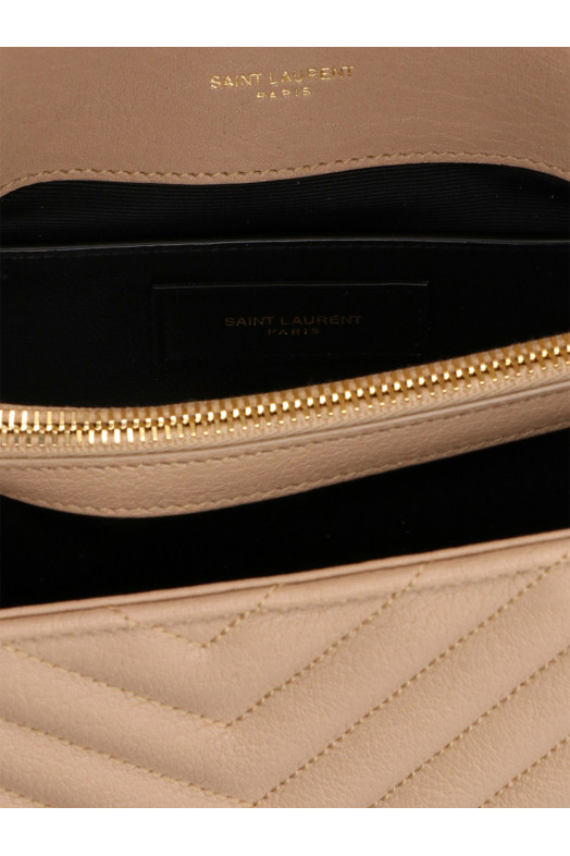 Сумка через плече «College» бежевого кольору 600279BRM072721