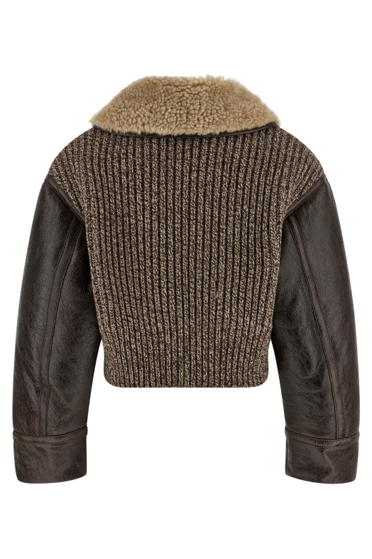 Шерстяна вставка в куртці з овчини Коричнева ETRO WROG0002AP377M0697