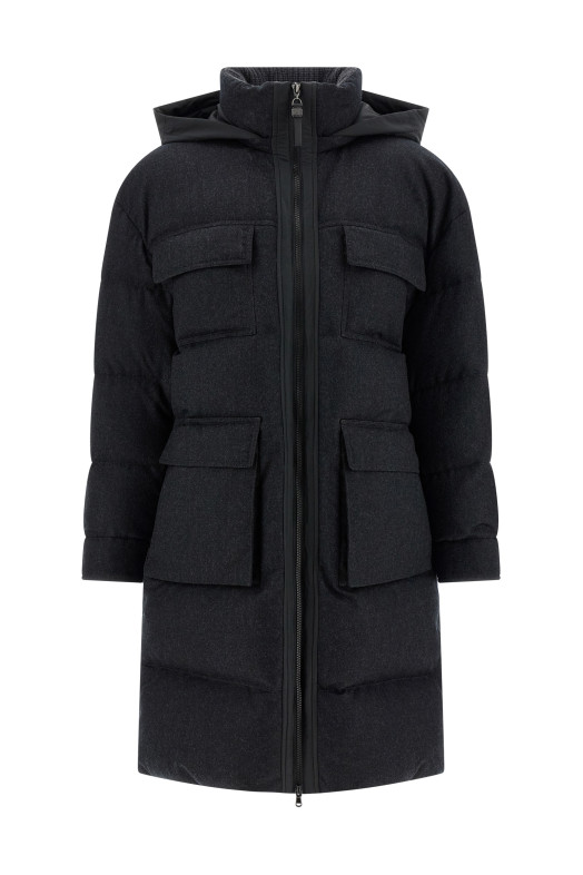 Довга пухова куртка «Shiny Zipper Pull» Сіра MT2269787C005