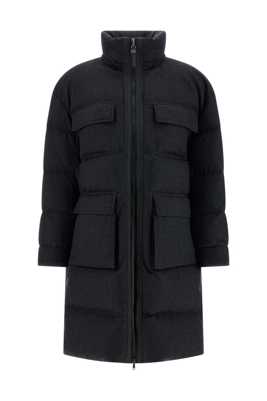 Довга пухова куртка «Shiny Zipper Pull» Сіра MT2269787C005