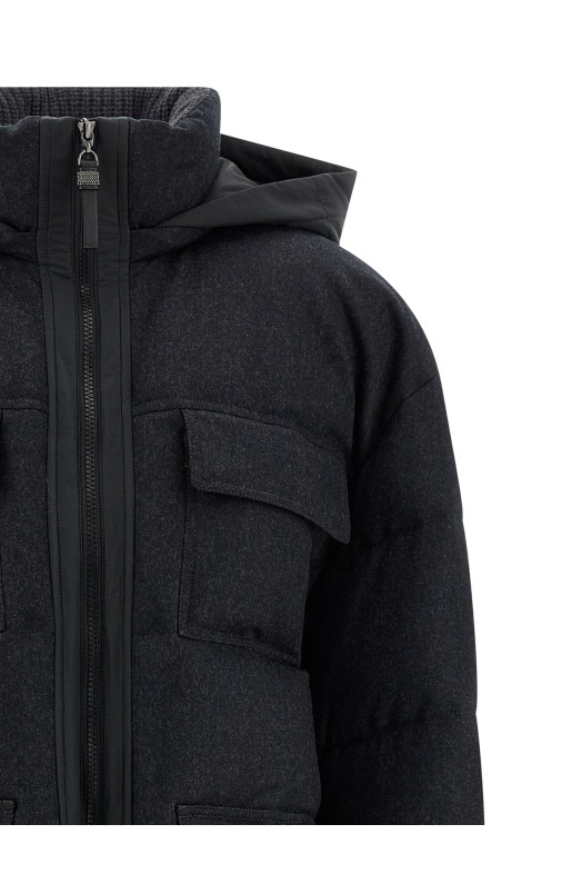 Довга пухова куртка «Shiny Zipper Pull» Сіра MT2269787C005