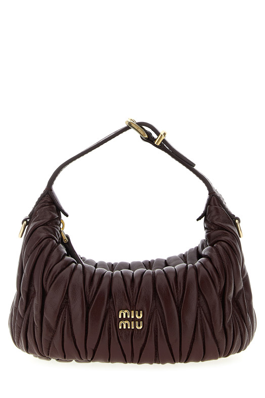 Стьобана сумка з натуральної шкіри бордового кольору MIU MIU 5NE026AFPPF0007