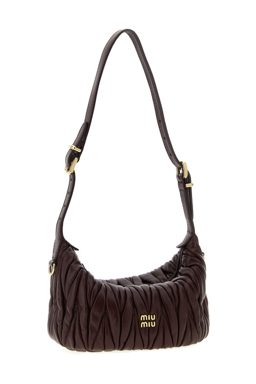 Стьобана сумка з натуральної шкіри бордового кольору MIU MIU 5NE026AFPPF0007