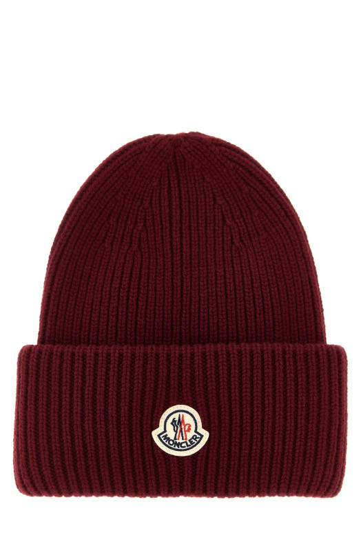 Шерстяная и кашемировая шапка бордового цвета MONCLER K20913B00075M1127458