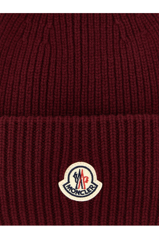 Шерстяная и кашемировая шапка бордового цвета MONCLER K20913B00075M1127458