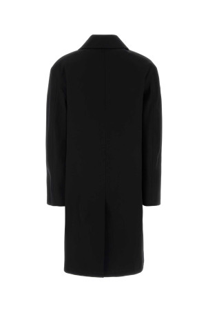 Чорне пальто з бавовняної суміші Чорне SAINT LAURENT (837486Y4J40)