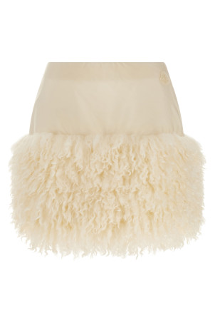 Спідниця з вставкою з плюшевої тканини Біла MONCLER K20932D00041539ZD04A Спідниця з вставкою з плюшевої тканини Біла MONCLER K20932D00041539ZD04A