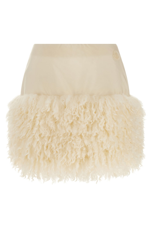 Спідниця з вставкою з плюшевої тканини Біла MONCLER K20932D00041539ZD04A Спідниця з вставкою з плюшевої тканини Біла MONCLER K20932D00041539ZD04A