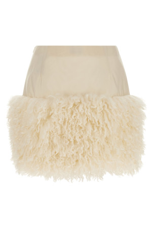 Спідниця з вставкою з плюшевої тканини Біла MONCLER K20932D00041539ZD04A Спідниця з вставкою з плюшевої тканини Біла MONCLER K20932D00041539ZD04A