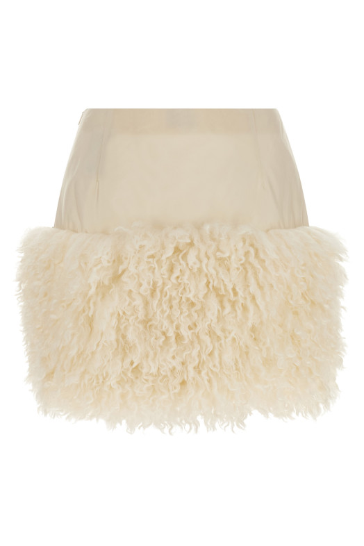 Спідниця з вставкою з плюшевої тканини Біла MONCLER K20932D00041539ZD04A Спідниця з вставкою з плюшевої тканини Біла MONCLER K20932D00041539ZD04A