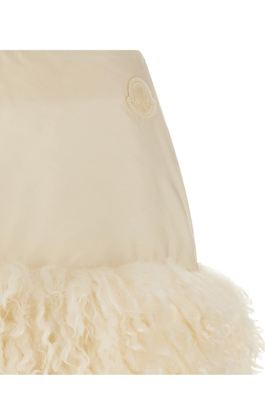 Спідниця з вставкою з плюшевої тканини Біла MONCLER K20932D00041539ZD04A Спідниця з вставкою з плюшевої тканини Біла MONCLER K20932D00041539ZD04A