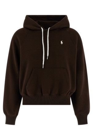 Logo embroidery hoodie Brown