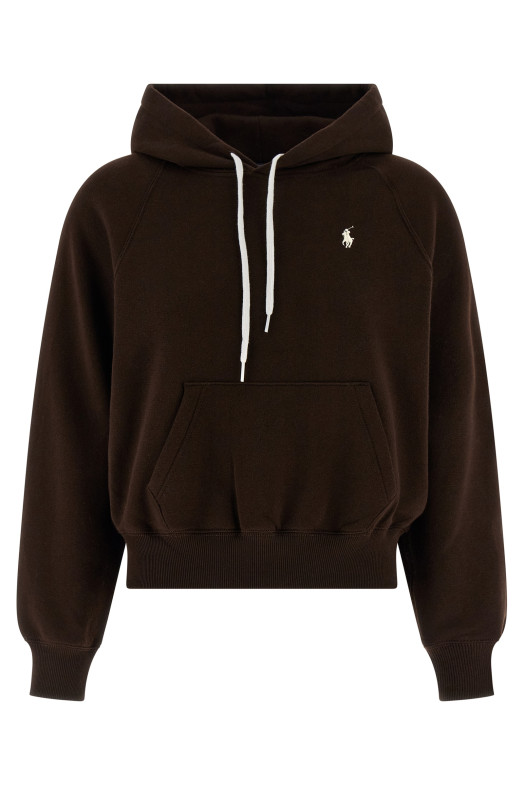 Logo embroidery hoodie Brown