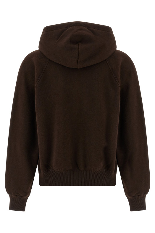 Logo embroidery hoodie Brown