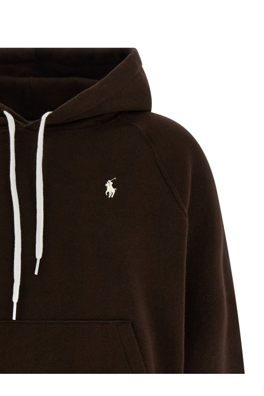 Logo embroidery hoodie Brown