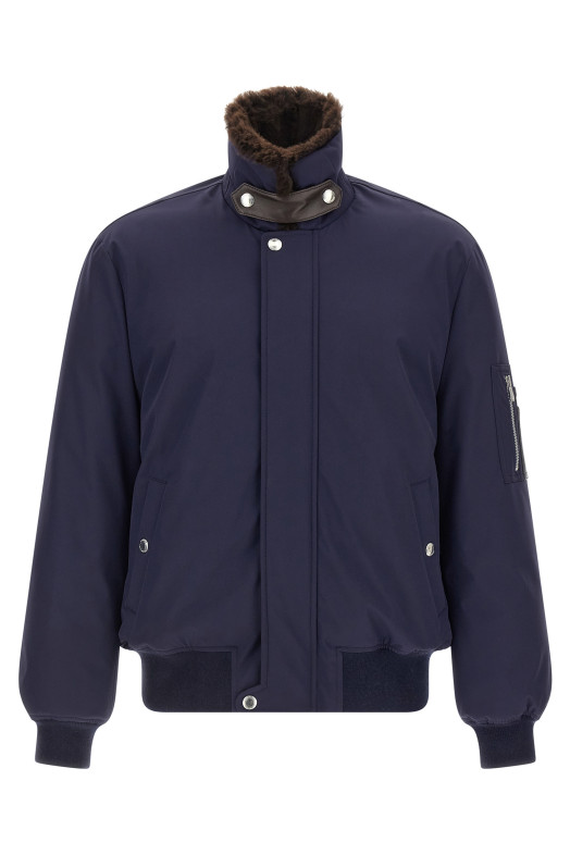 Водовідштовхувальна нейлонова куртка-бомбер Синя BRUNELLO CUCINELLI MV4061625CXM22