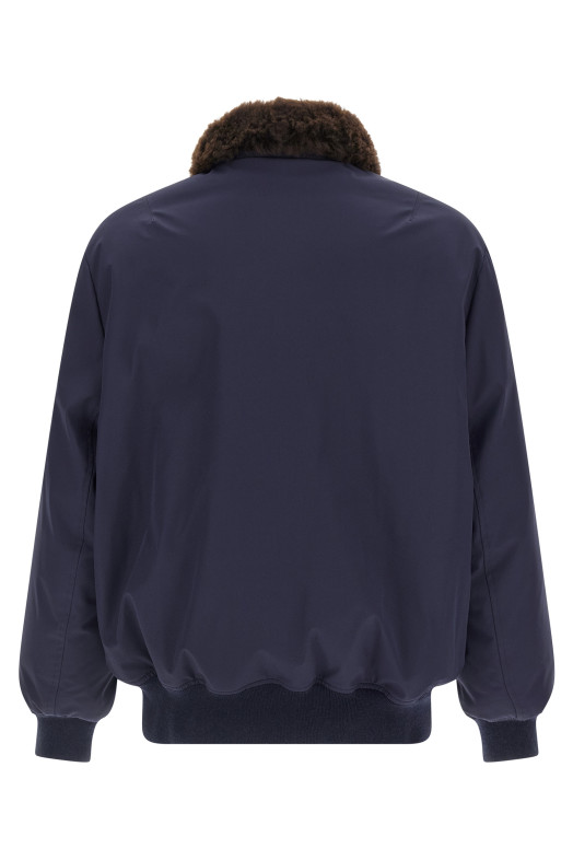 Водовідштовхувальна нейлонова куртка-бомбер Синя BRUNELLO CUCINELLI MV4061625CXM22