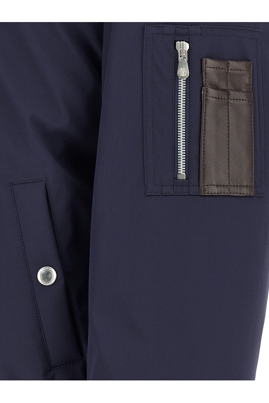 Водовідштовхувальна нейлонова куртка-бомбер Синя BRUNELLO CUCINELLI MV4061625CXM22