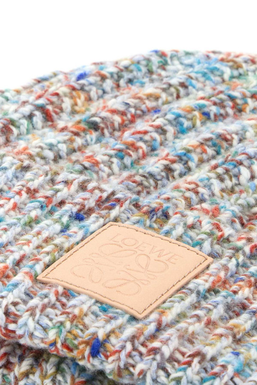 Multicolor wool blend beanie hat Beige LOEWE (KSA9OT2X03) Multicolor wool blend beanie hat Beige LOEWE (KSA9OT2X03)