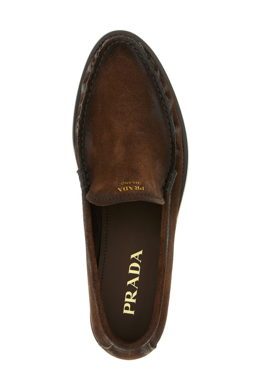 Замшевые мокасины Коричневые PRADA 1D991NFA0203ZL3F0324