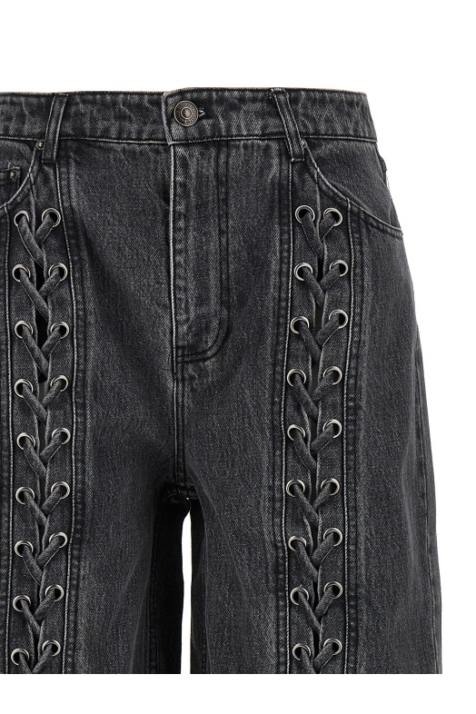 'Laced Leg' jeans Black
