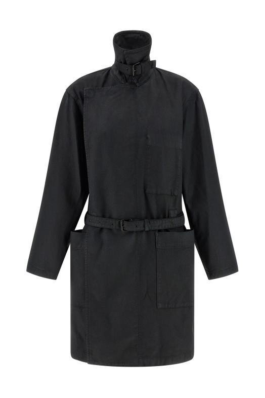 Вощений бавовняний тренч Чорний LEMAIRE CO1128LD1059BK996