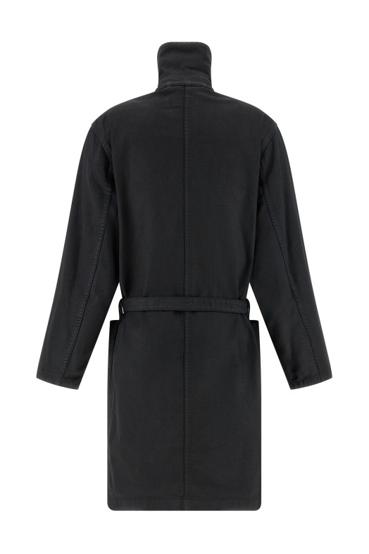 Вощений бавовняний тренч Чорний LEMAIRE CO1128LD1059BK996