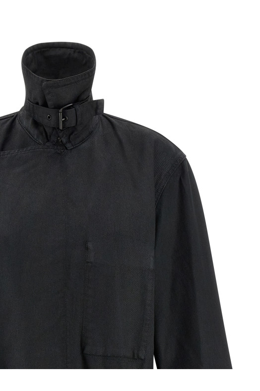 Вощений бавовняний тренч Чорний LEMAIRE CO1128LD1059BK996