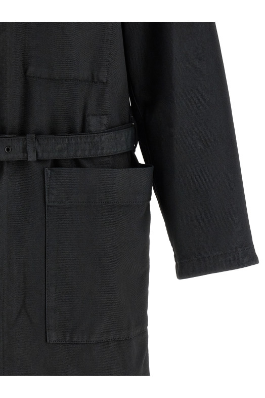 Вощений бавовняний тренч Чорний LEMAIRE CO1128LD1059BK996