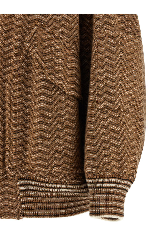 Chevron pattern bomber jacket Beige