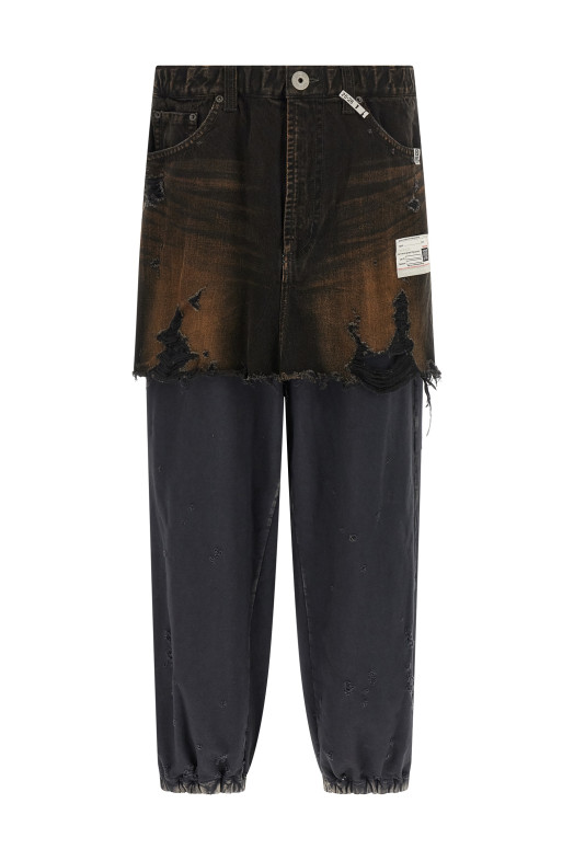 'Waist Layered Denim' pants Black