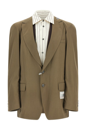 Блейзер «Mix Layered Wool Gabardine» Зелений A15JK031KHAKI Блейзер «Mix Layered Wool Gabardine» Зелений A15JK031KHAKI