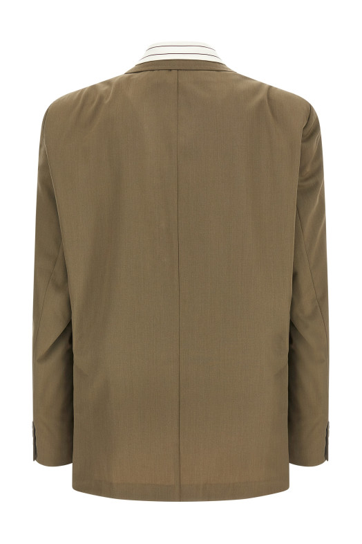 'Mix Layered Wool Gabardine' blazer Green
