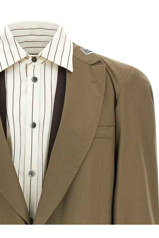 'Mix Layered Wool Gabardine' blazer Green