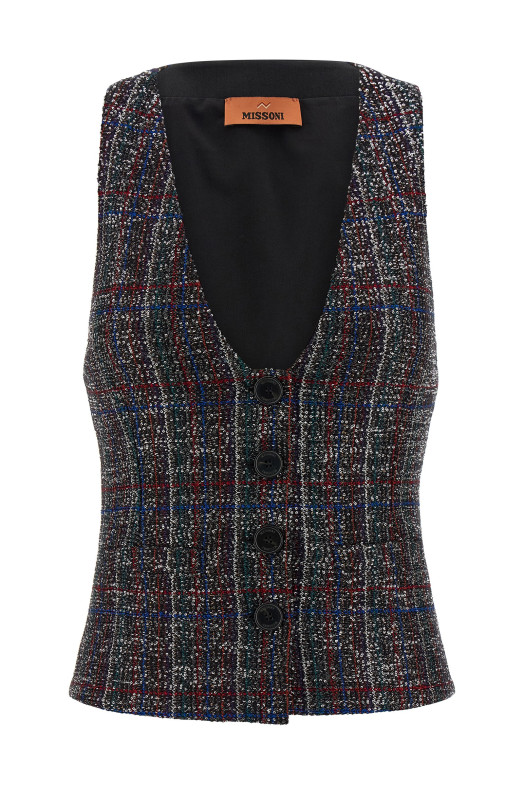 Sequin tartan vest Multicolor