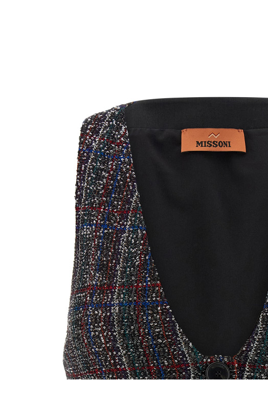 Sequin tartan vest Multicolor
