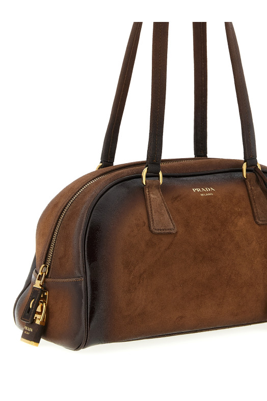 Средний верхний чемодан «Prada Bowling» коричневого цвета 1BB145VOOO2HMYF0324