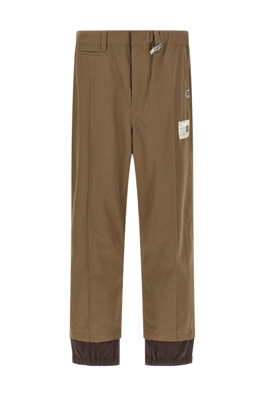 'Mix Layered Wool Gabardine' pants Green