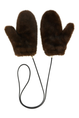 Mittens with cord Brown Mittens with cord Brown