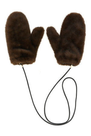 Mittens with cord Brown Mittens with cord Brown