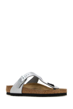 Серебристые кожаные сандалии Gizeh Silver BIRKENSTOCK (043851) Серебристые кожаные сандалии Gizeh Silver BIRKENSTOCK (043851)