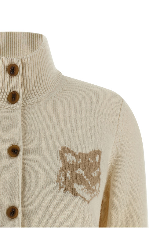'Fox Head' cardigan Beige